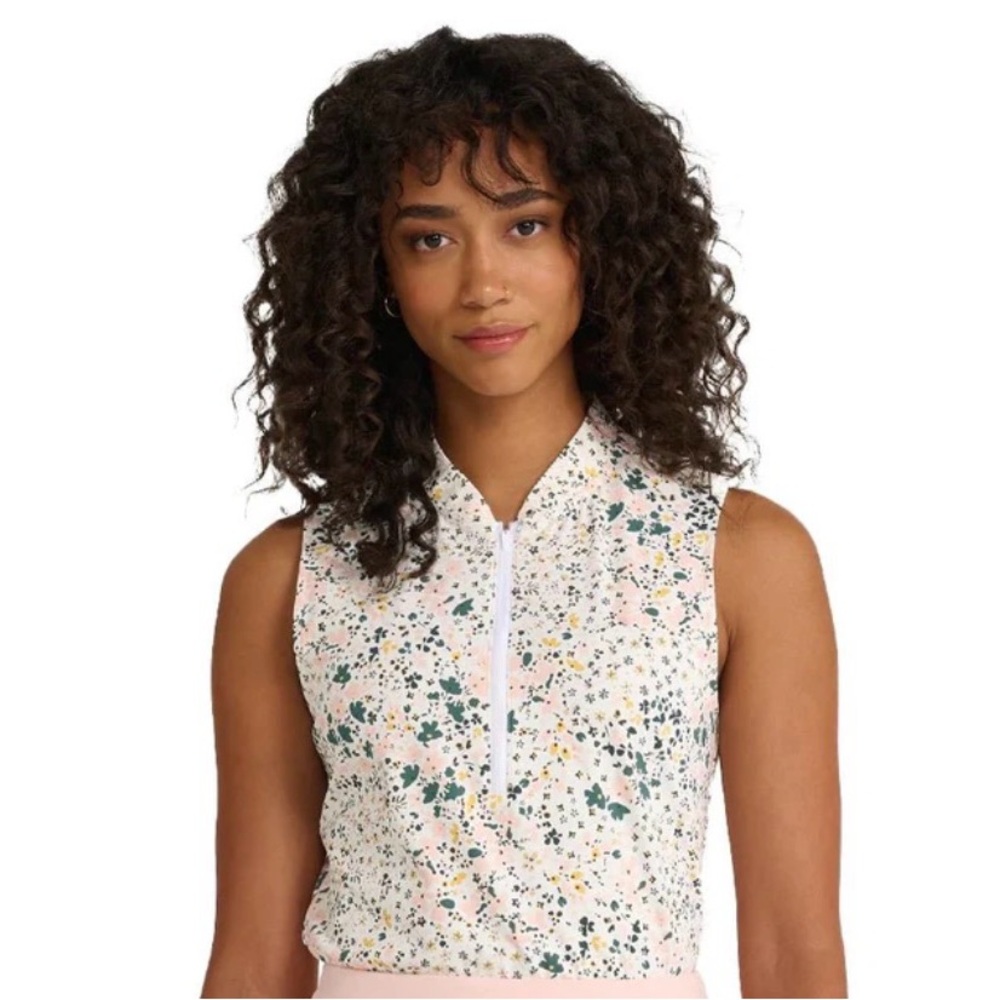 Bad Birdie Women's Daisy Paisley Blade Collar Sleeveless Polo